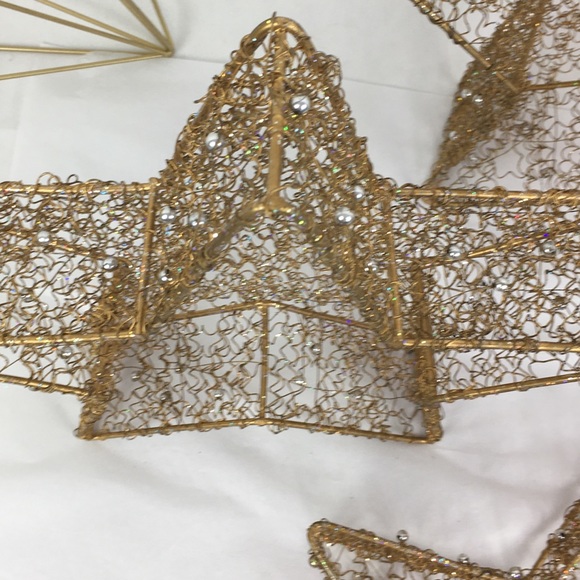 Gold Wire & Silver Beaded Star Baskets Set Of 3 - Picture 4 of 9